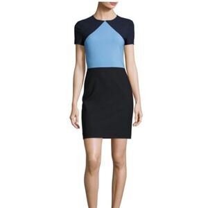 Diane Von Furstenberg Colorblock Wool Sheath Dress Navy‎ Blue Light Blue Size 8